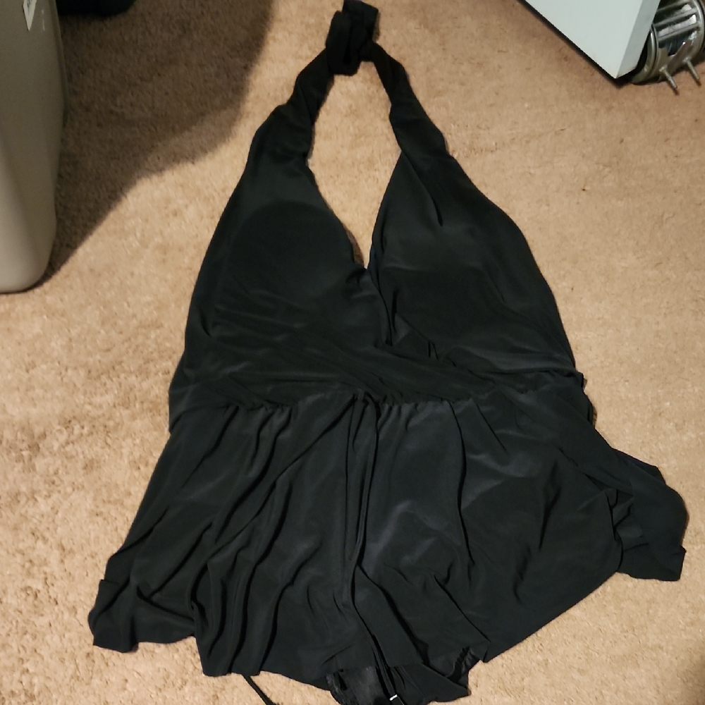 Woman Black One Piece Swimsuit Romper Style